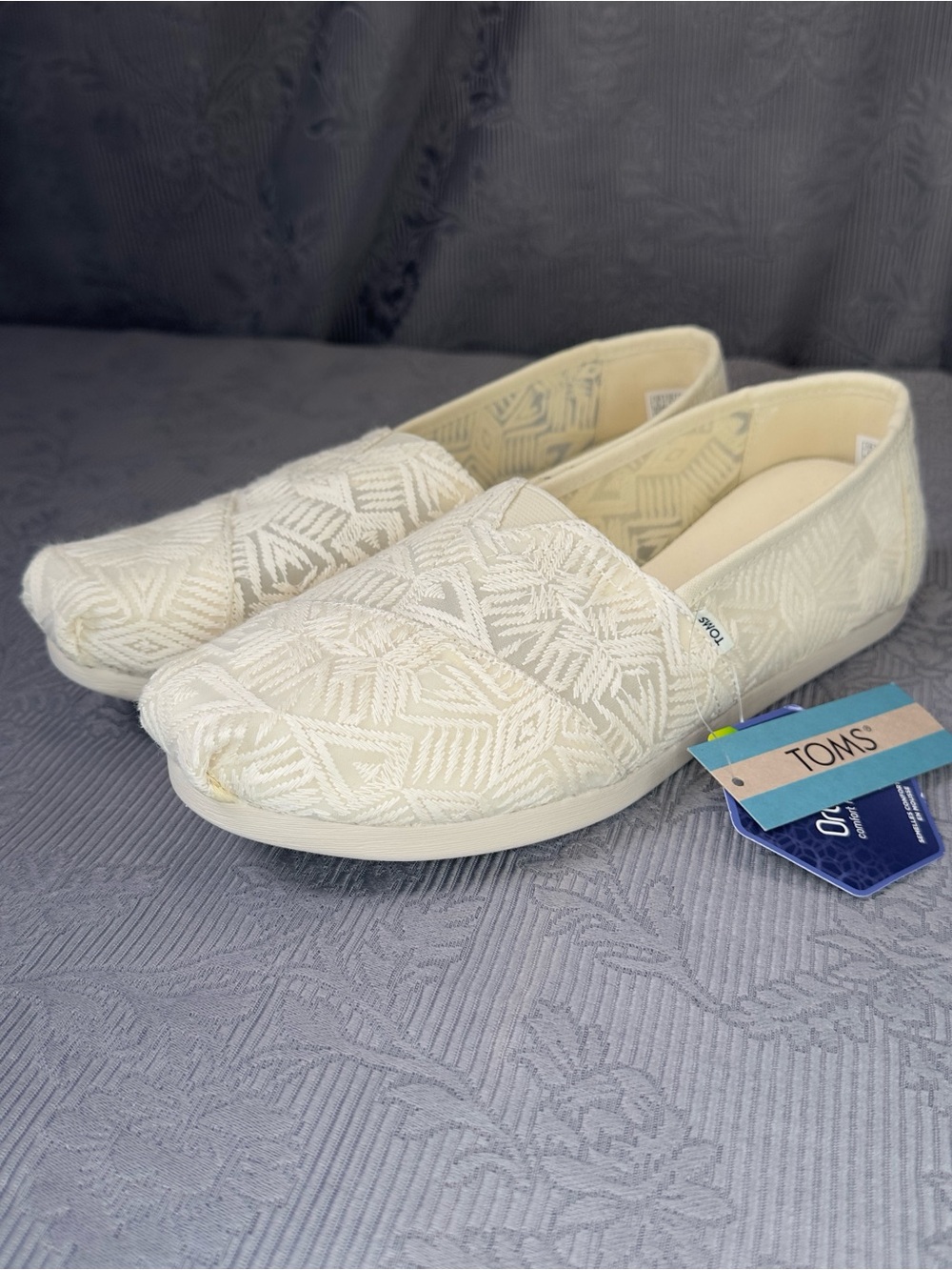 TOMS Alpargata Natural Geo Lace Flat Size 8